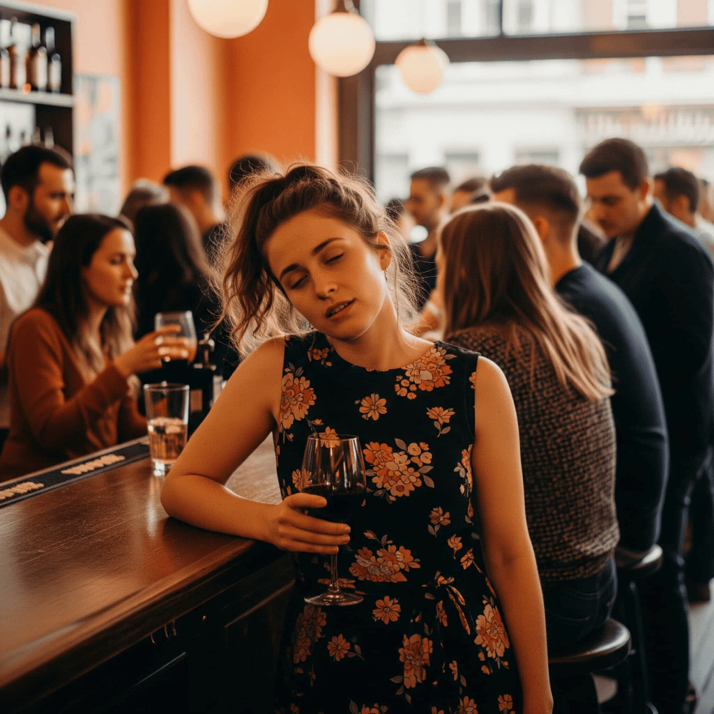 Intoxicated woman at bar